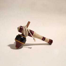  Handmade Lacquered Wooden Spinning Top - Lattu