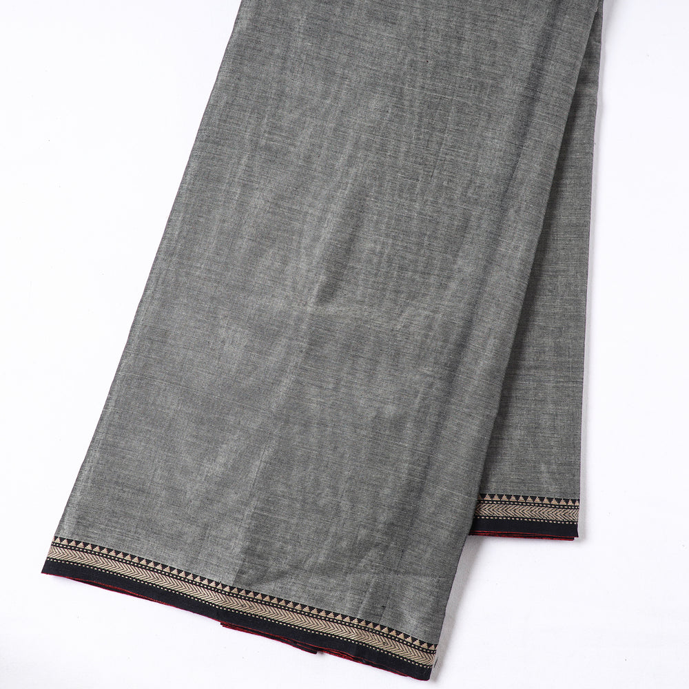 Grey - Prewashed Dharwad Mercerised Cotton Thread Border Fabric 02