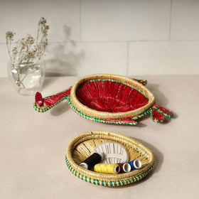  Sikki Grass Peacock Decorative Red Multipurpose Box 