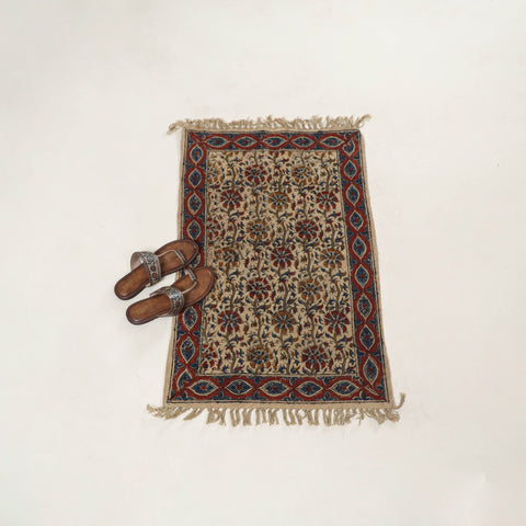 Warangal Handwoven Kalamkari Block Print Cotton Floor Mat (2 x 3 Feet) 06