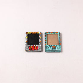Madhubani Handpainted Wooden Photo Frame Fridge Magnet (Set of 2) 15