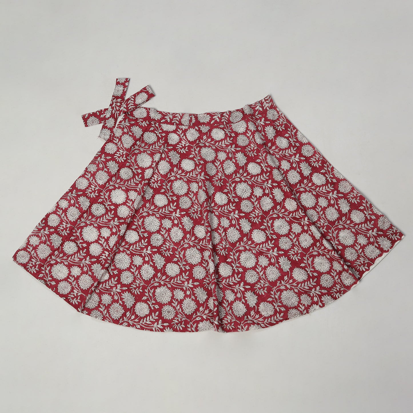 Pink - Sanganeri Block Printed Cotton Wrap Around Skirt 27