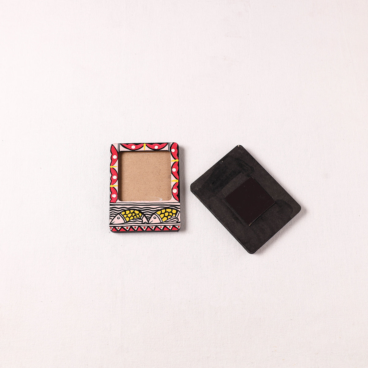 Madhubani Handpainted Wooden Photo Frame Fridge Magnet (Set of 2) 17