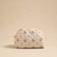 White - Handcrafted Cotton Quilted Cosmetic Pouch 21