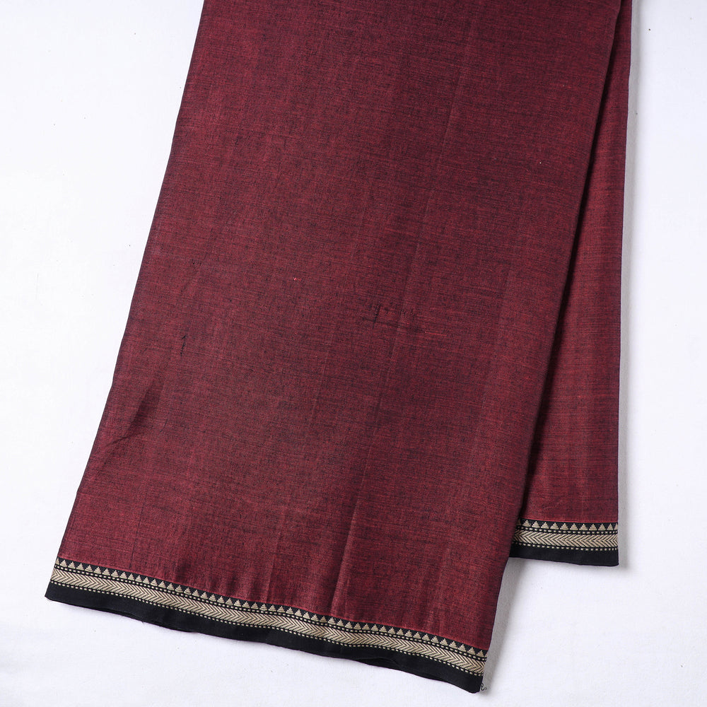 Maroon - Prewashed Dharwad Mercerised Cotton Thread Border Fabric 04