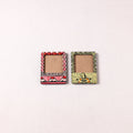 Madhubani Handpainted Wooden Photo Frame Fridge Magnet (Set of 2) 18
