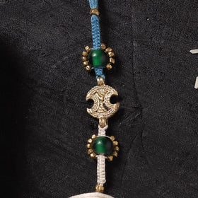 Blue - Handcrafted Tribal Dokra Brass Thread Rakhi with Banaras Wood Doll Box 28