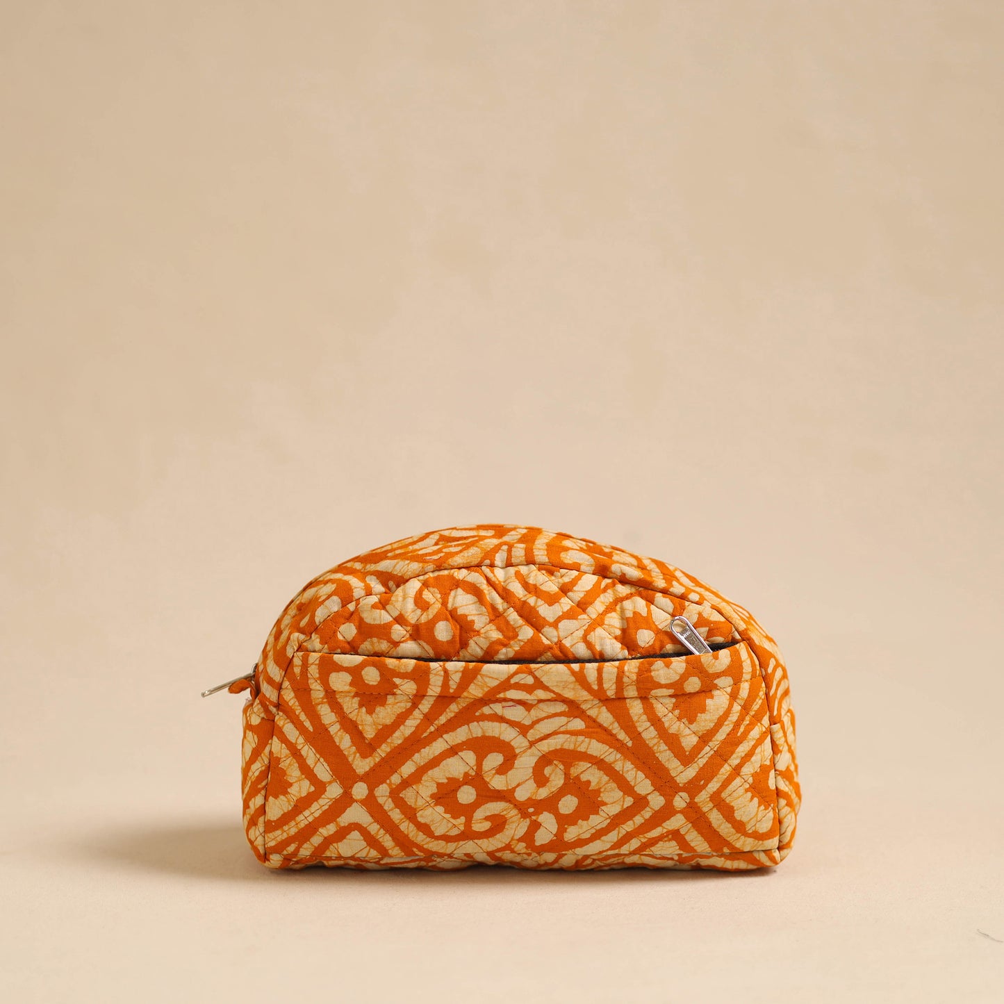 Orange - Handcrafted Cotton Quilted Cosmetic Pouch 22