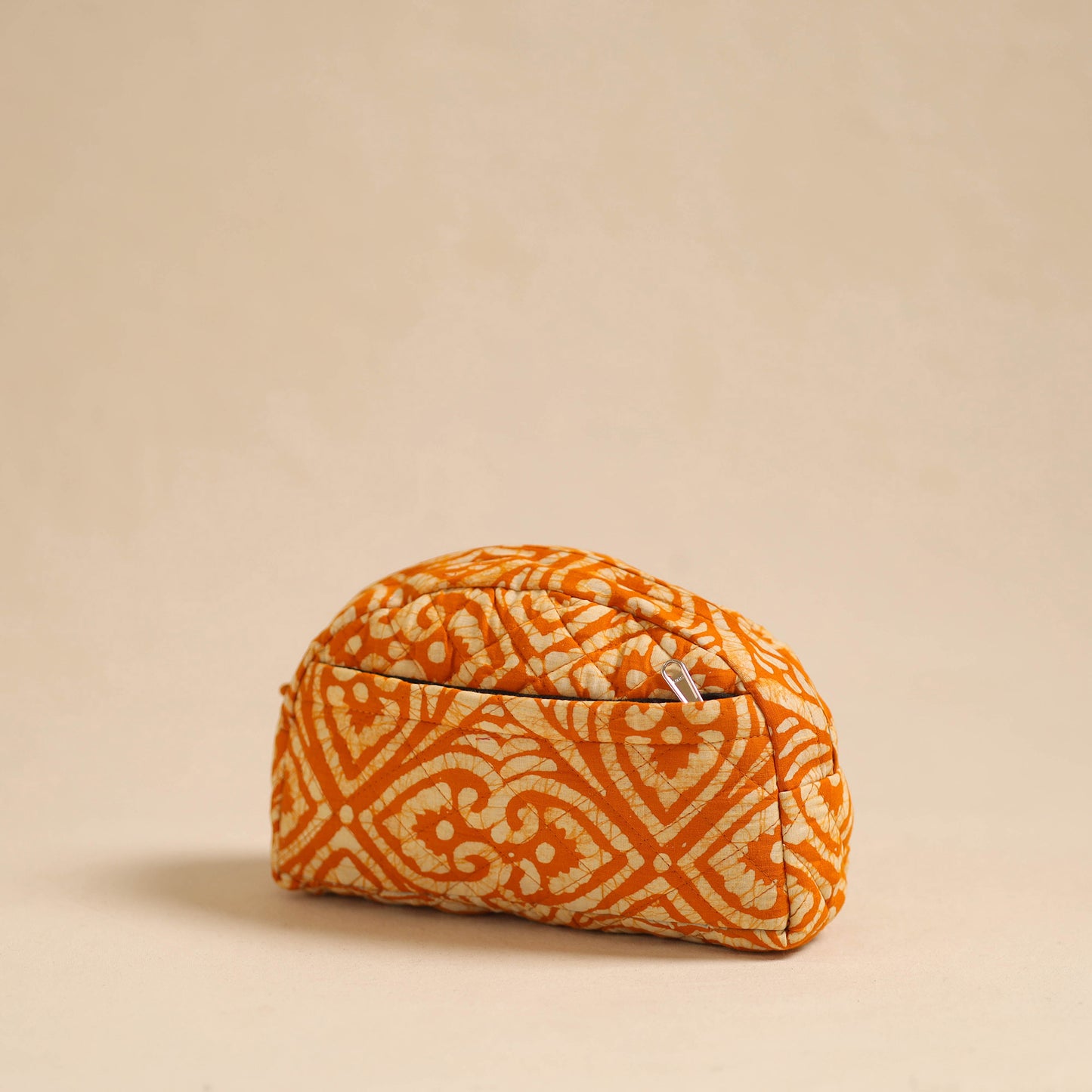 Orange - Handcrafted Cotton Quilted Cosmetic Pouch 22