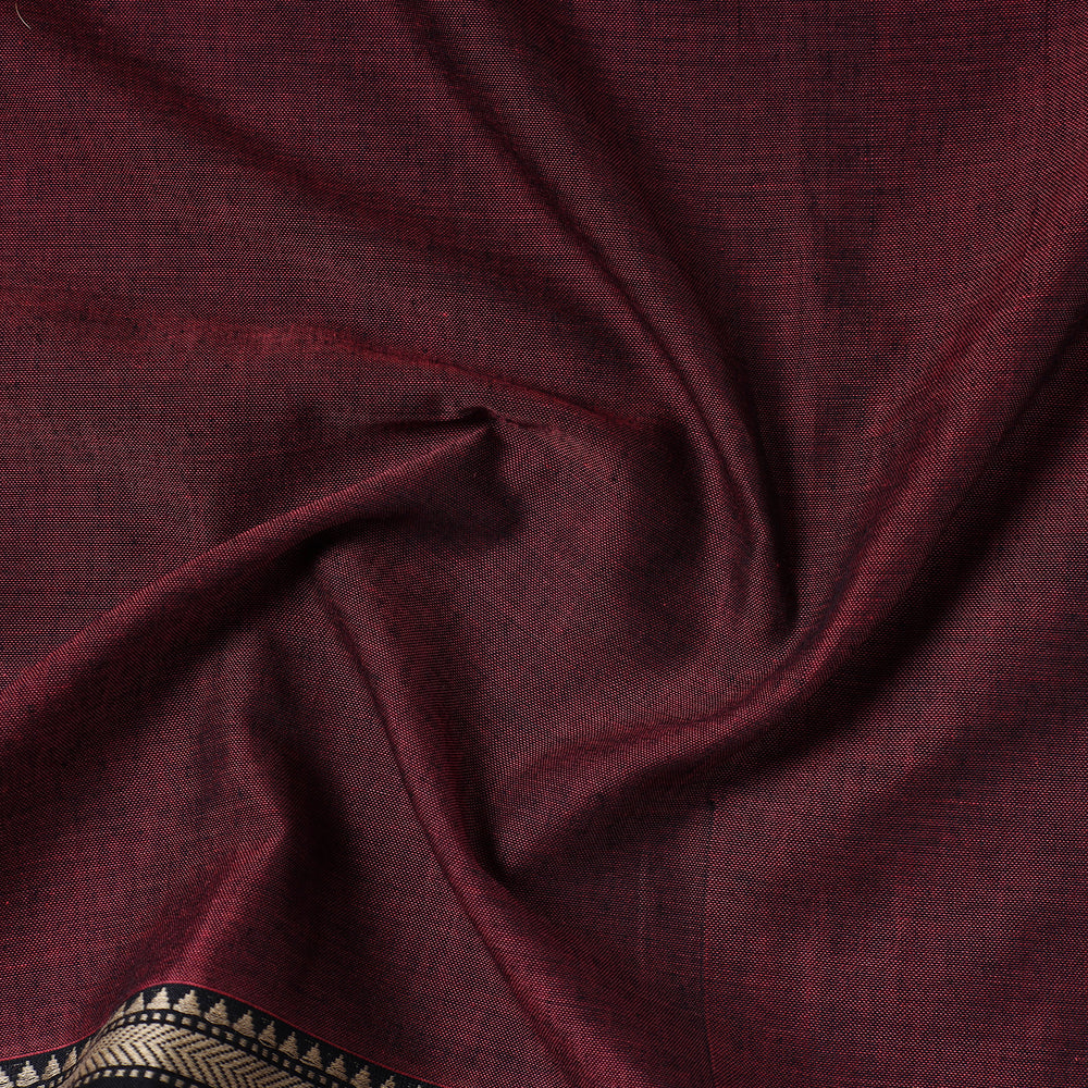 Maroon - Prewashed Dharwad Mercerised Cotton Thread Border Fabric 04