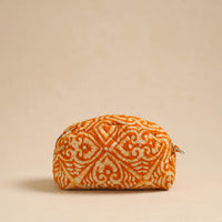 Orange - Handcrafted Cotton Quilted Cosmetic Pouch 22