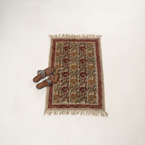 Warangal Handwoven Kalamkari Block Print Cotton Floor Mat (2 x 3 Feet) 04