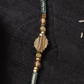 Green - Handcrafted Tribal Dokra Brass Thread Rakhi with Banaras Wood Doll Box 30