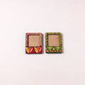 Madhubani Handpainted Wooden Photo Frame Fridge Magnet (Set of 2) 19