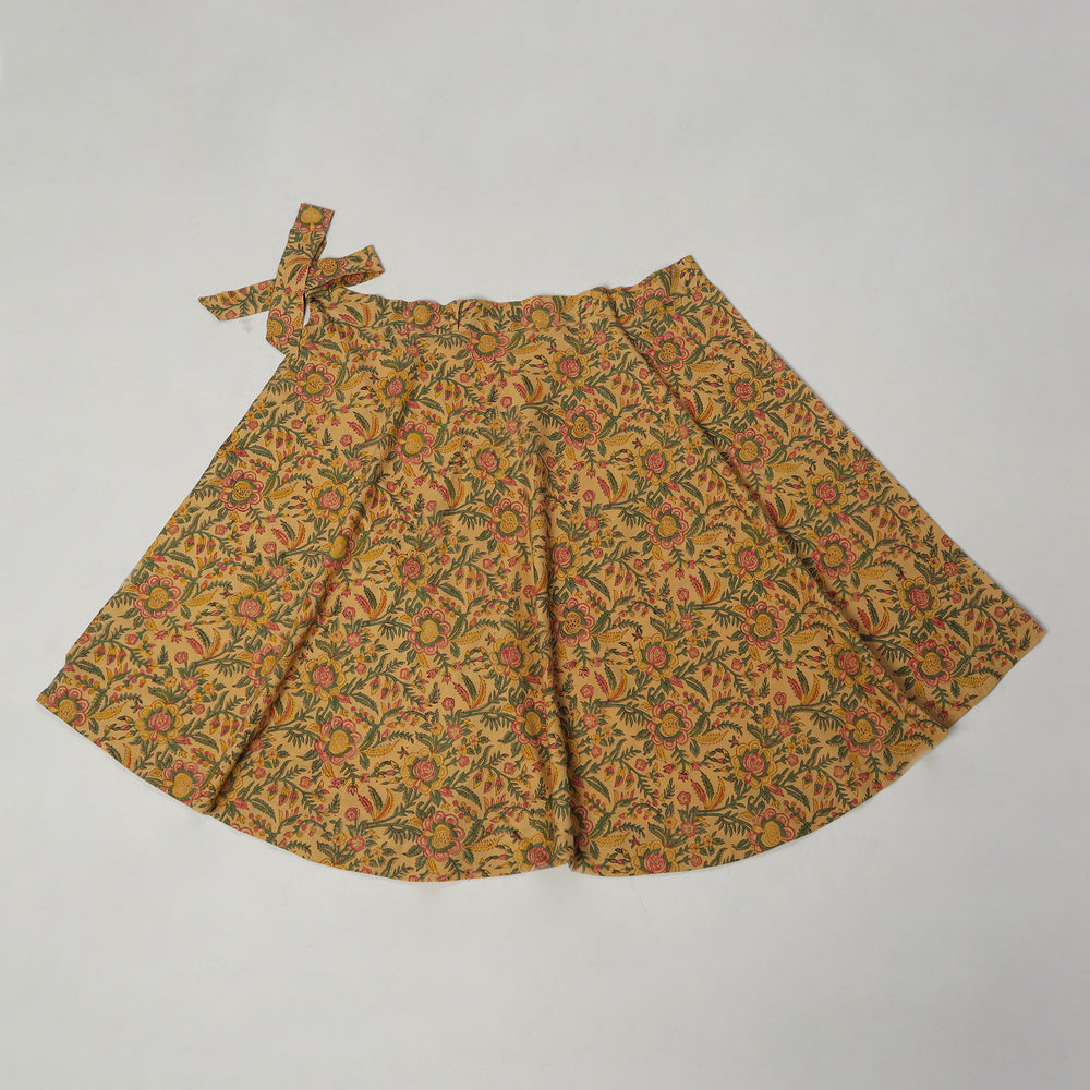 Yellow - Sanganeri Block Printed Cotton Wrap Around Skirt 33