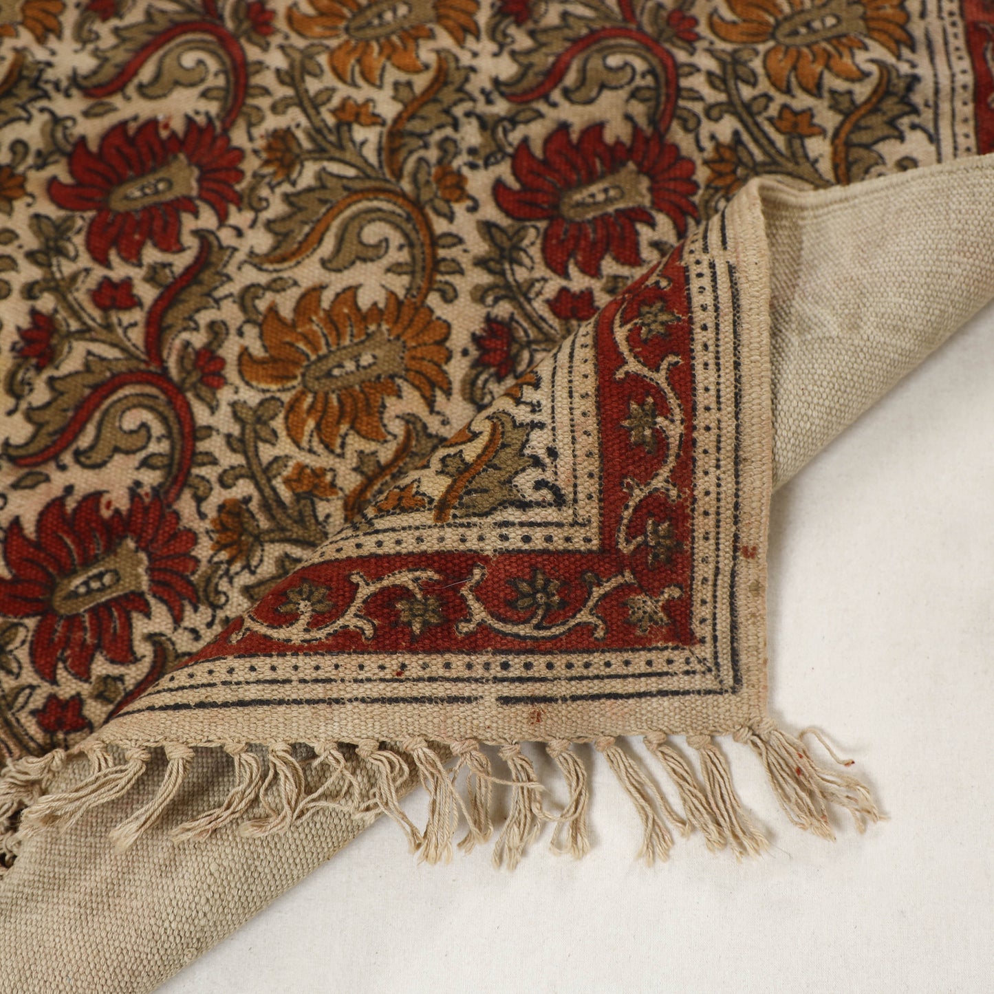 Multicolor  - Warangal Handwoven Kalamkari Block Print Cotton Floor Mat (2 x 3 Feet) 04