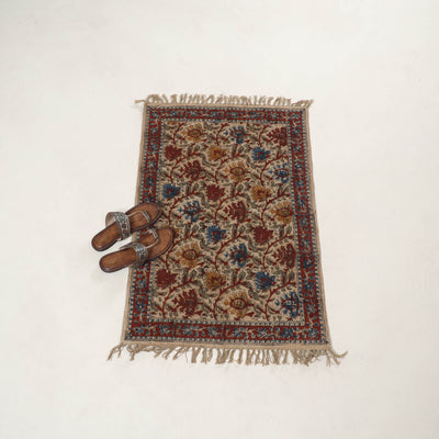 Multicolor  - Warangal Handwoven Kalamkari Block Print Cotton Floor Mat (2 x 3 Feet) 03