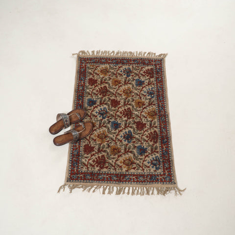 Warangal Handwoven Kalamkari Block Print Cotton Floor Mat (2 x 3 Feet) 03