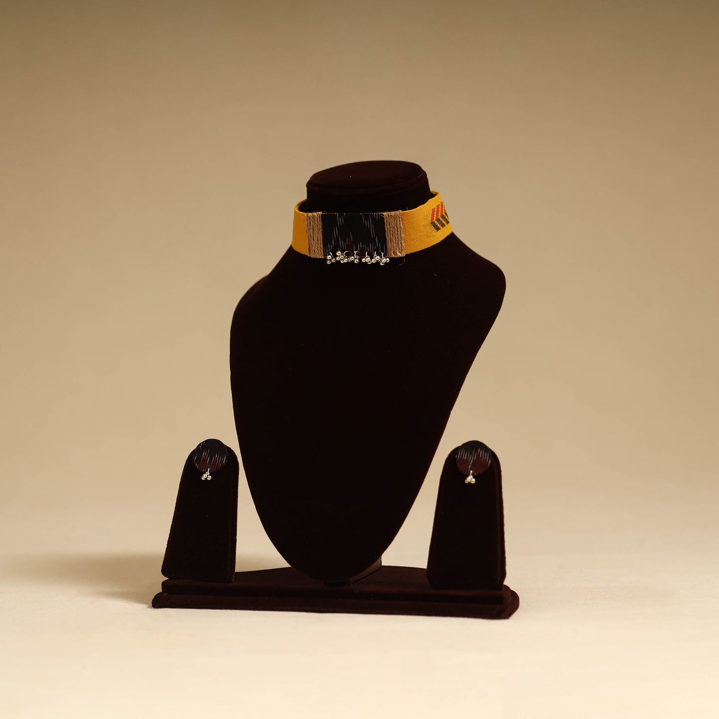 Multicolor - fabart jute choker necklace set with ghungroo