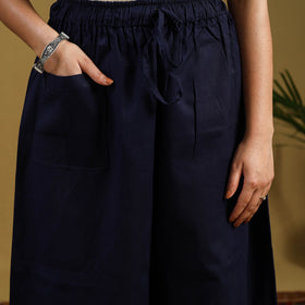 Buy Blue Cotton Bengal Kantha Hand Embroidery Palazzo