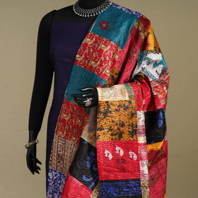 Multicolor - patchwork reversible silk bengal kantha work