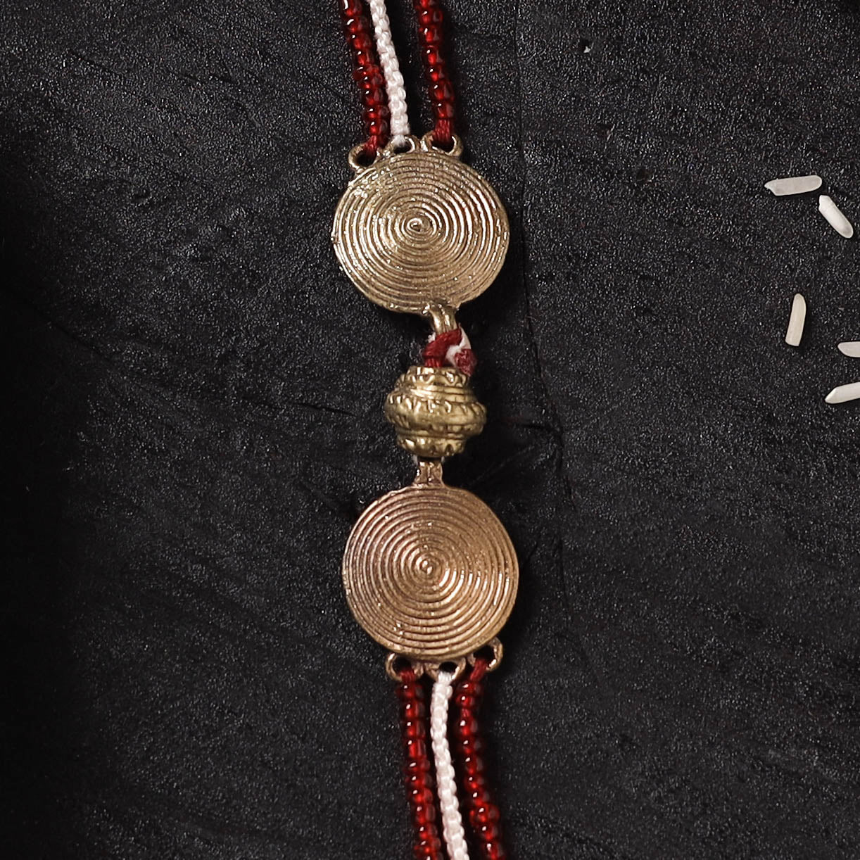 Multicolor - Handcrafted Tribal Dokra Brass Thread Rakhi with Banaras Wood Doll Box 34