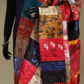Multicolor - patchwork reversible silk bengal kantha work