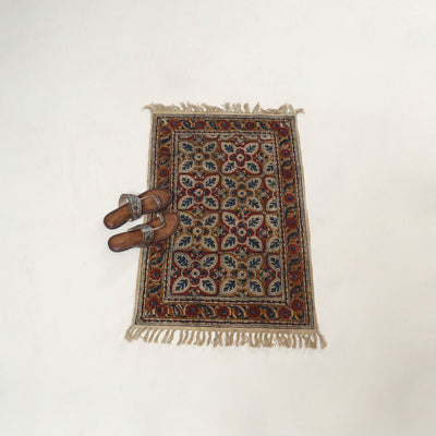 Multicolor - Multi colour - Warangal Handwoven Kalamkari Block Print Cotton Floor Mat (2 x 3 Feet) 01