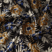 Black with Flowers Block Printed Cotton Bagru Fabric 18