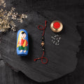 Red - Handcrafted Tribal Dokra Brass Thread Rakhi with Banaras Wood Doll Box 38