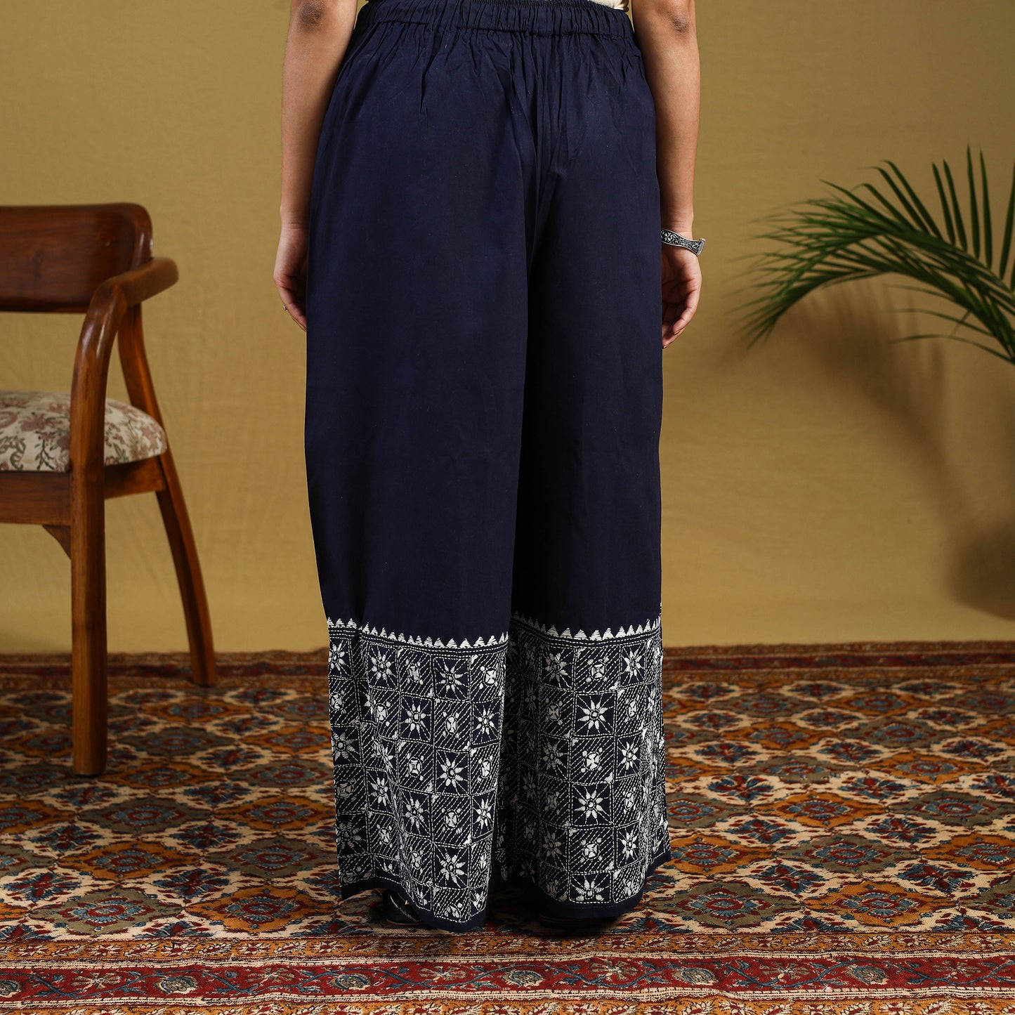 Buy Cotton Bengal Kantha Hand Embroidery Palazzo