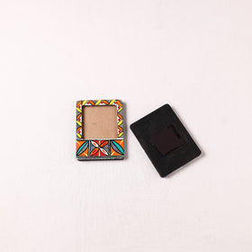 Madhubani Handpainted Wooden Photo Frame Fridge Magnet (Set of 2) 23