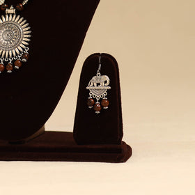 Brown - german silver necklace set with glass stones 21