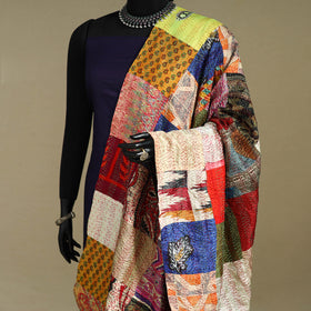 Multicolor - patchwork reversible silk bengal kantha work