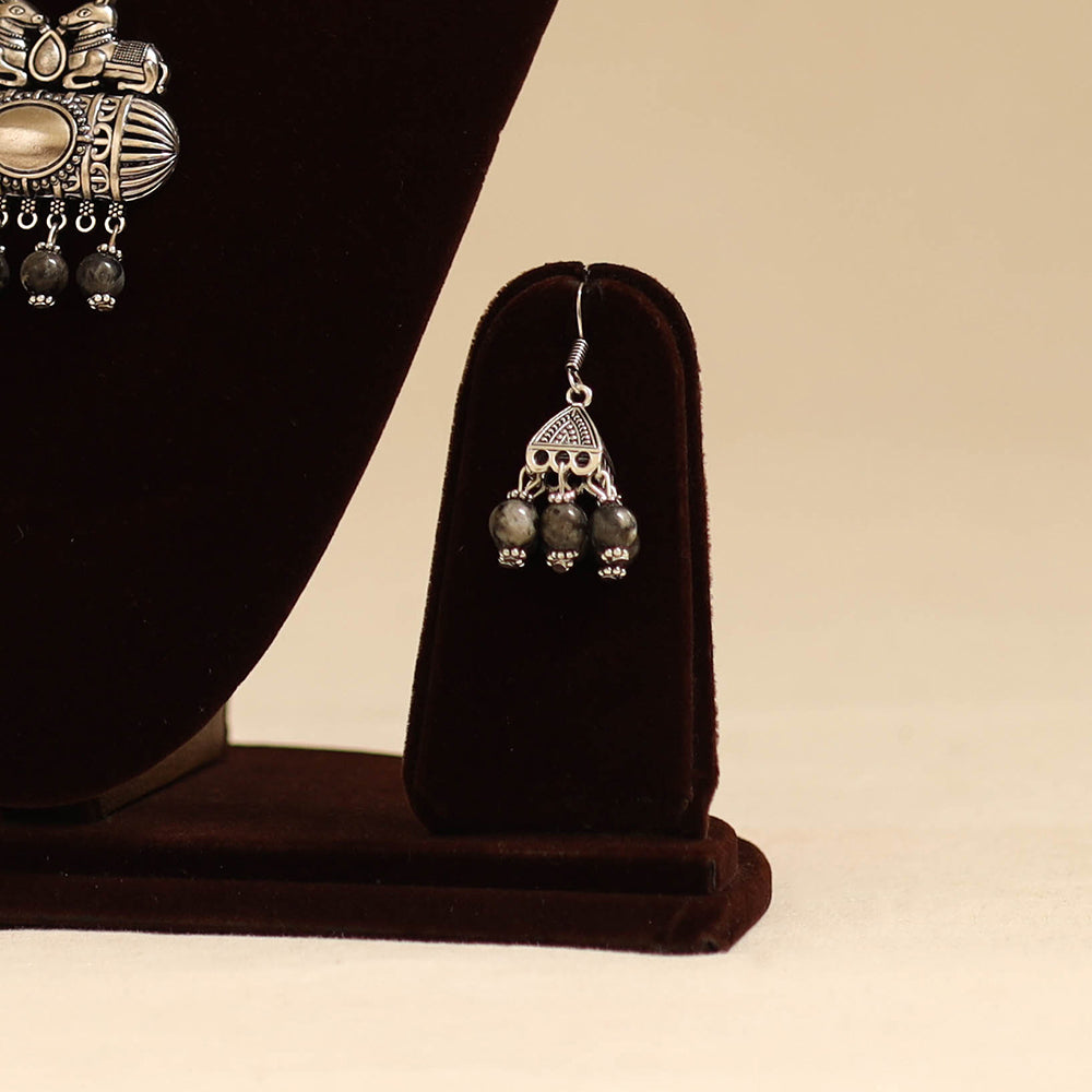 Grey - german silver necklace set with glass stones 22