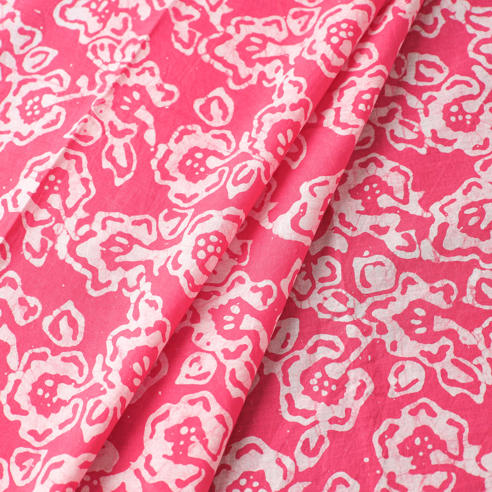 Pink - Hand Batik Printed Pure Cotton Fabric 67