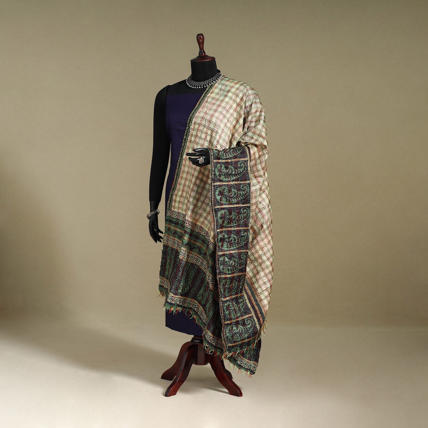 Multicolor - patchwork reversible silk bengal kantha work