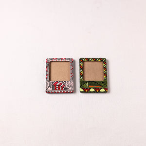 Madhubani Handpainted Wooden Photo Frame Fridge Magnet (Set of 2) 26