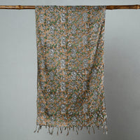 Brown - Sanganeri Block Printed Cotton Stole with Tassels 203