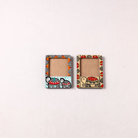 Madhubani Handpainted Wooden Photo Frame Fridge Magnet (Set of 2) 27