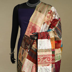Multicolor - patchwork reversible silk bengal kantha work