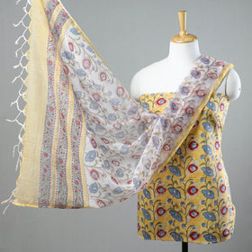  3pc Sanganeri Block Printed Cotton Suit Material with Kota Doria Dupatta 14 Onine at iTokri.com