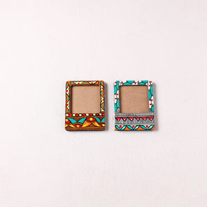 Madhubani Handpainted Wooden Photo Frame Fridge Magnet (Set of 2) 28