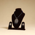 Blue - german silver necklace set with glass stones 28
