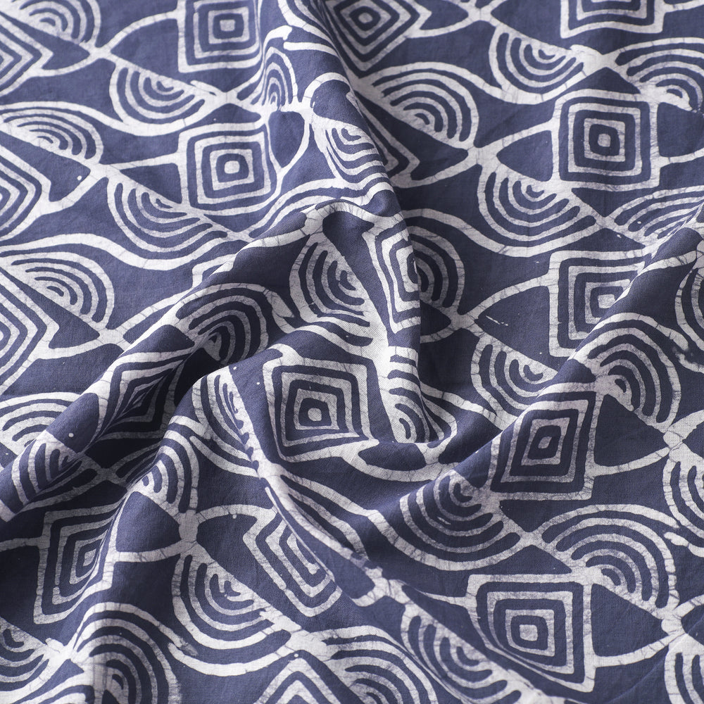 Blue - Hand Batik Printed Pure Cotton Fabric 73