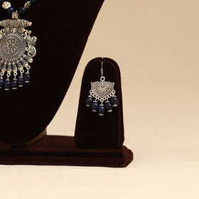 Blue - german silver necklace set with glass stones 28