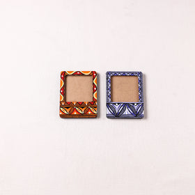 Madhubani Handpainted Wooden Photo Frame Fridge Magnet (Set of 2) 29