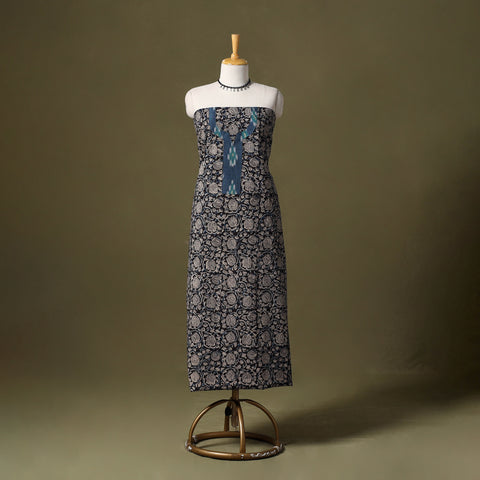 Black - kalamkari cotton unstitched kurta material (3m) 25