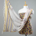 yellow  3pc Sanganeri Block Printed Cotton Suit Material with Kota Doria Dupatta 18 Onine 