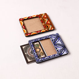 Madhubani Handpainted Wooden Photo Frame Fridge Magnet (Set of 2) 29